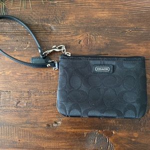 Coach Logo Black Wristlet Canvas